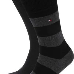 Tommy Hilfiger 2-Pack Sokken Streep Uni Zwart