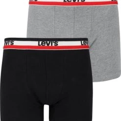 Levi's Boxershorts 2-Pack Grijs Zwart -Ondergoed Verkoopwinkel 65437 6 1