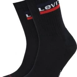 Levi's 2-Pack Sportswear Sokken Zwart Antraciet -Ondergoed Verkoopwinkel 65955 2