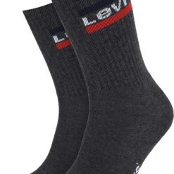 Levi's 2-Pack Sportswear Sokken Zwart Antraciet -Ondergoed Verkoopwinkel 65955 3