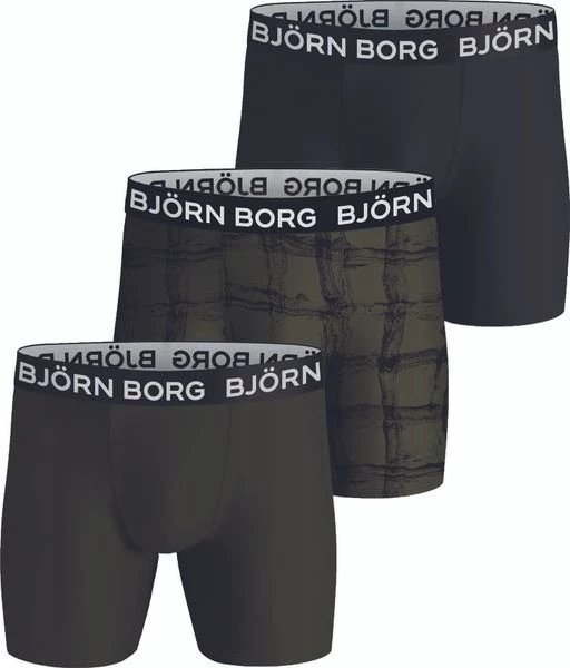 Boxershorts Bjorn Borg Performance Boxers 3-Pack Zwart Groen 3 Boxershorts Bjorn Borg Performance Boxers 3-Pack Zwart Groen
