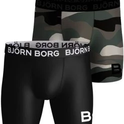 Boxershorts Bjorn Borg Performance Boxers 2-Pack Zwart Legergroen -Ondergoed Verkoopwinkel 75120 1 1