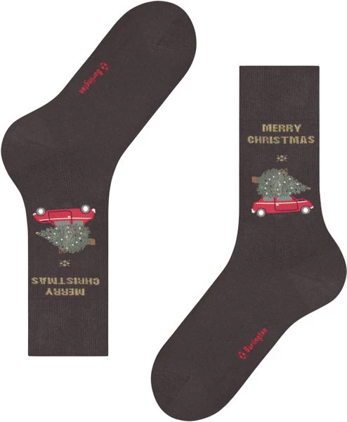 Burlington Sokken Merry X-Mas Bruin 4 Burlington Sokken Merry X-Mas Bruin - Afbeelding 2